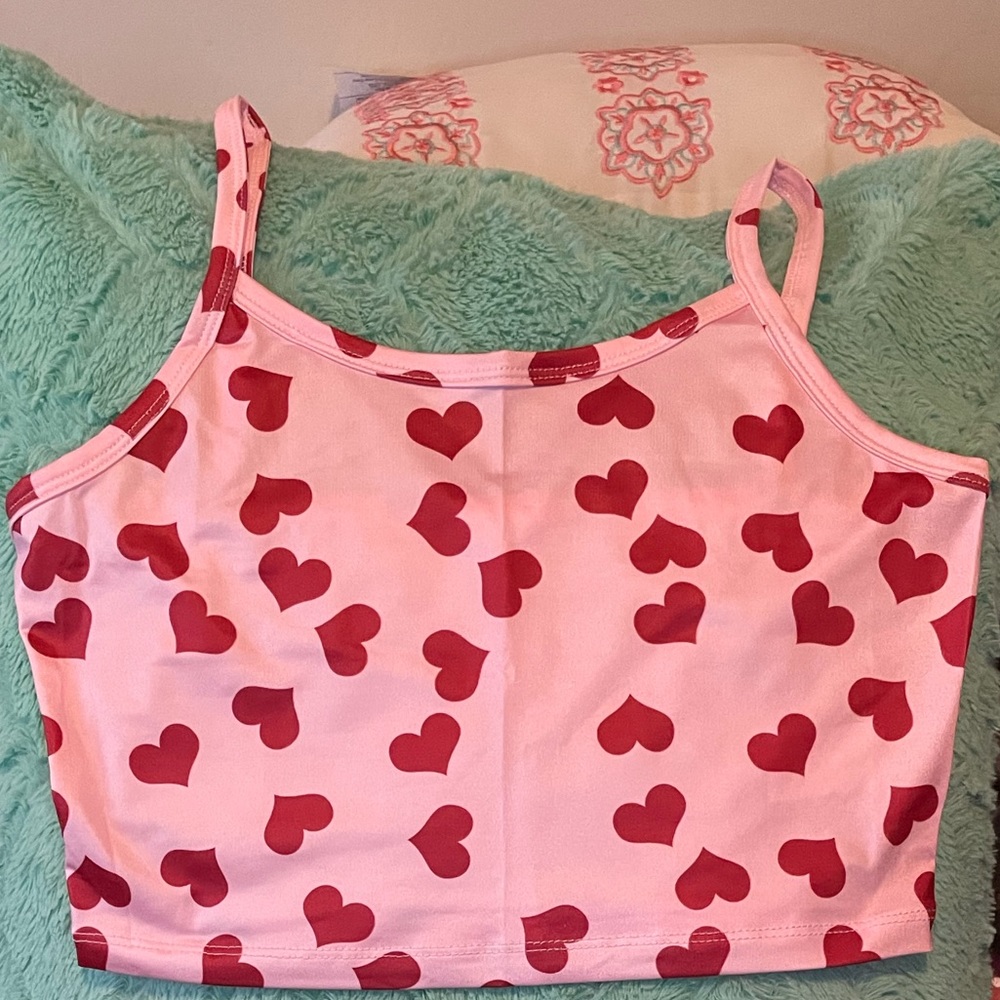 Cropped Heart Top W/ Matching Skirt